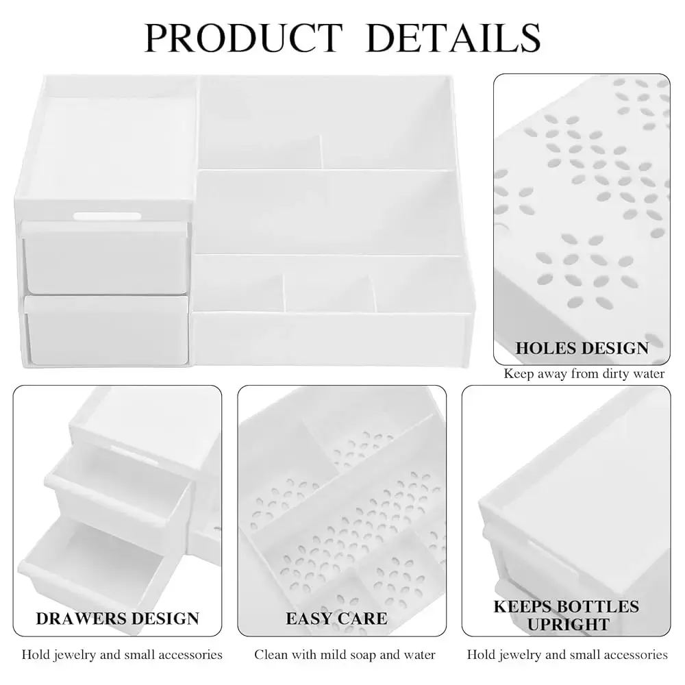 Shuttle Art Office Desk Organizer with Drawer, All in One Office Supplies and Cool Desk Accessories Pen Holder, Enhance Your Decor, Desktop 8-Compartment Laddered Desk Organizer(White)4.webp