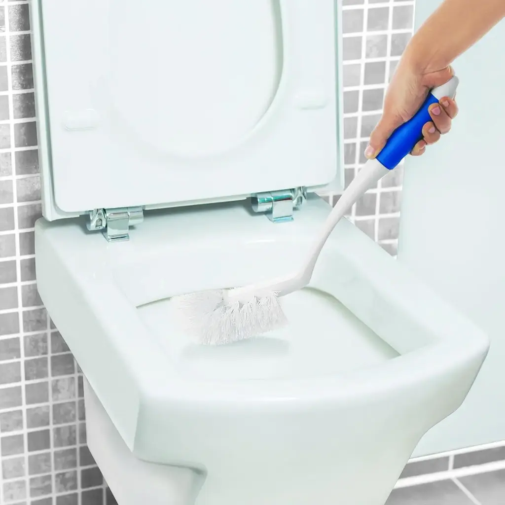 Cello Kleeno Angular Toilet Brush with Holder Pack of 1, Blue & White _Flexible Bristles & Rubberised Firm Grip Plastic Sturdy Handle _Toilet Cleaning Brush for Western & Indian Toilet Bathroom Brush4.webp