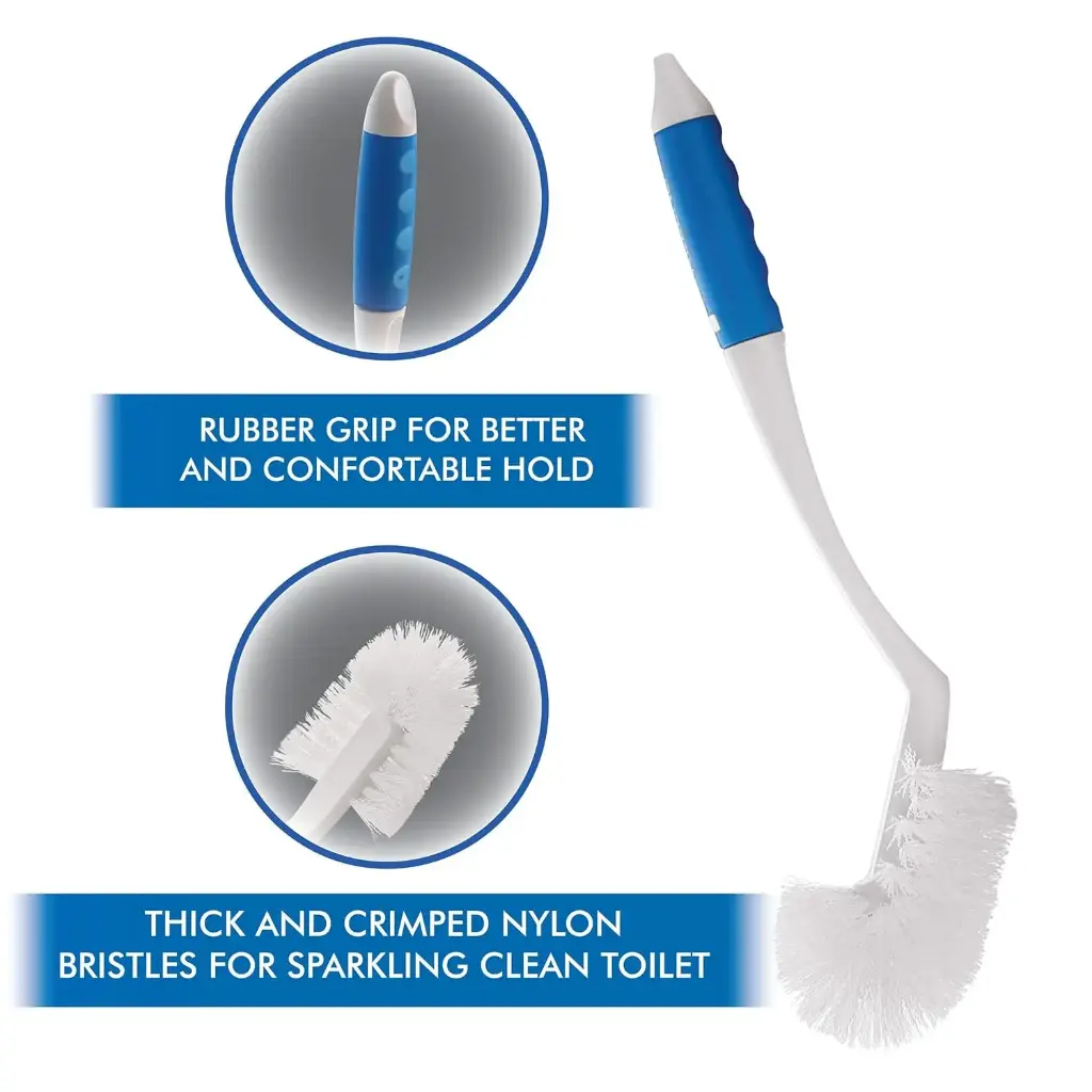 Cello Kleeno Angular Toilet Brush with Holder Pack of 1, Blue & White _Flexible Bristles & Rubberised Firm Grip Plastic Sturdy Handle _Toilet Cleaning Brush for Western & Indian Toilet Bathroom Brush8.webp