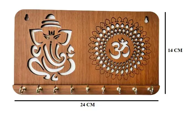 My Dream Carts Ganesha Om Chakra Key Holder for Home Decor Items _ Stylish Key Hanger Wall Mounted Decoration _ Handicraft Key Chain Stand _ Wooden Keychain Hangers for Office _ Wood Keys Organizer2.webp