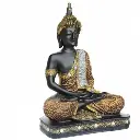 Global Grabbers New 25 Centimetre Meditating Sitting Buddha Statue showpiece Idol Home Decor Items for Living Room and Gifts (1, Orange Black)5.webp