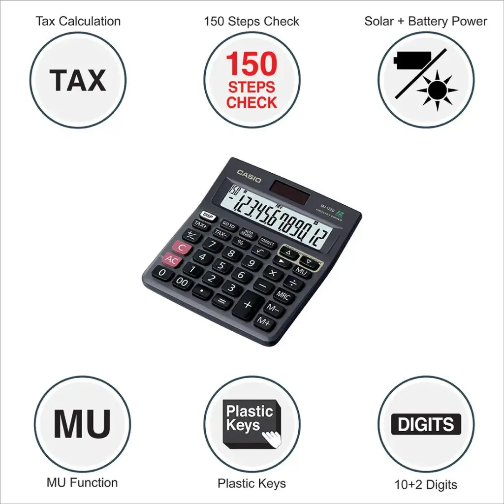 Casio MJ-120D 150 Steps Check and Correct Desktop Calculator with Tax Keys1.webp