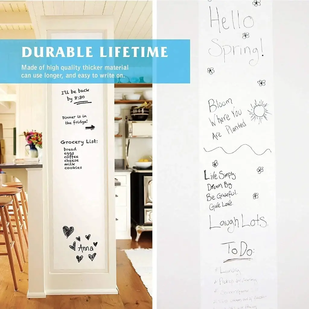 Whiteboard Sticker for Kids, Home, School & Office, Self-Adhesive Removable, Waterproof White Board Sticker Perfect for Writing & Drawing on Smooth Surfaces