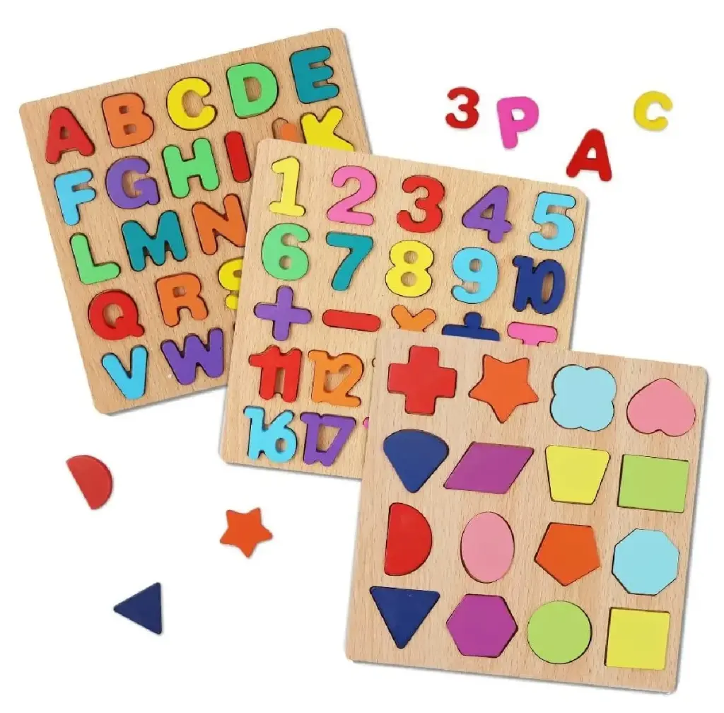 Chocozone Wooden Learning Educational Game Board for Kids, Puzzle Toys for 2 Years Old Boys & Girls (Alphabets, Numbers & Shapes)1.webp