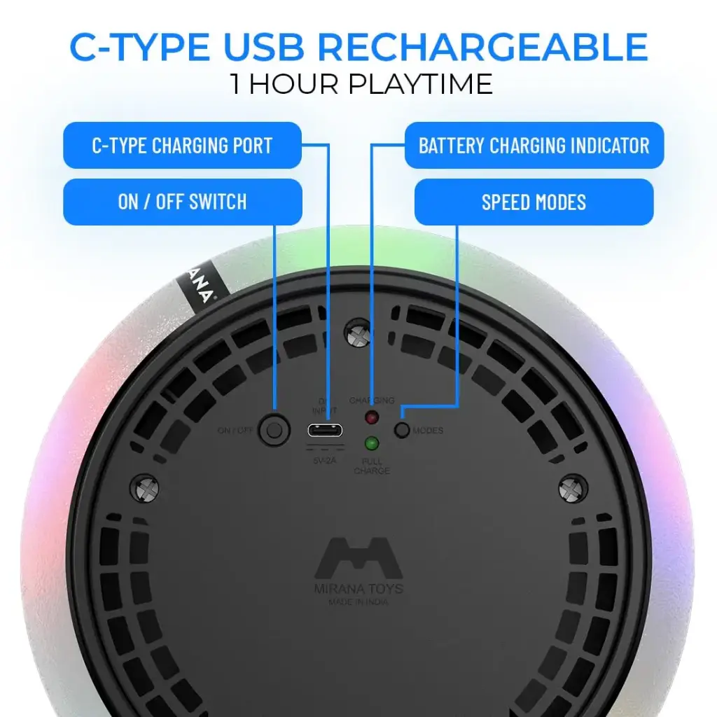 Mirana C-Type USB Rechargeable Battery Powered Hover Football Indoor Floating Hoverball Soccer _ Air Football Smart _ Made in India Fun Toy Best Gift for Kids Boys & Girls 2-10 Years (Silver Rainbow)1.webp