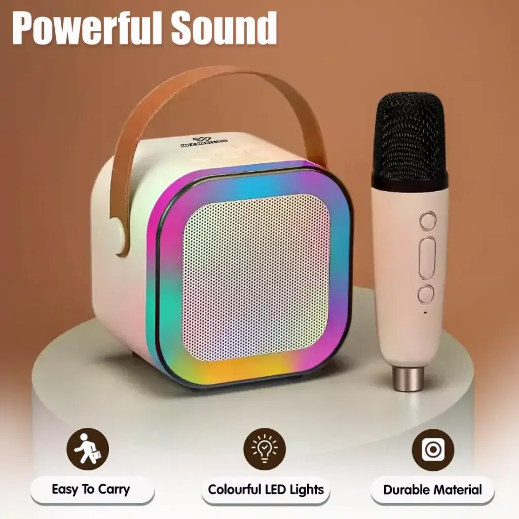 Wembley Rechargeable Karaoke Mic with Speaker for Singing _ Wireless Mini Portable Bluetooth Speaker with Microphone & LED Lights _ Cute Birthday Gift for Kids Musical Toys for Boys, Girls and Adults5.webp