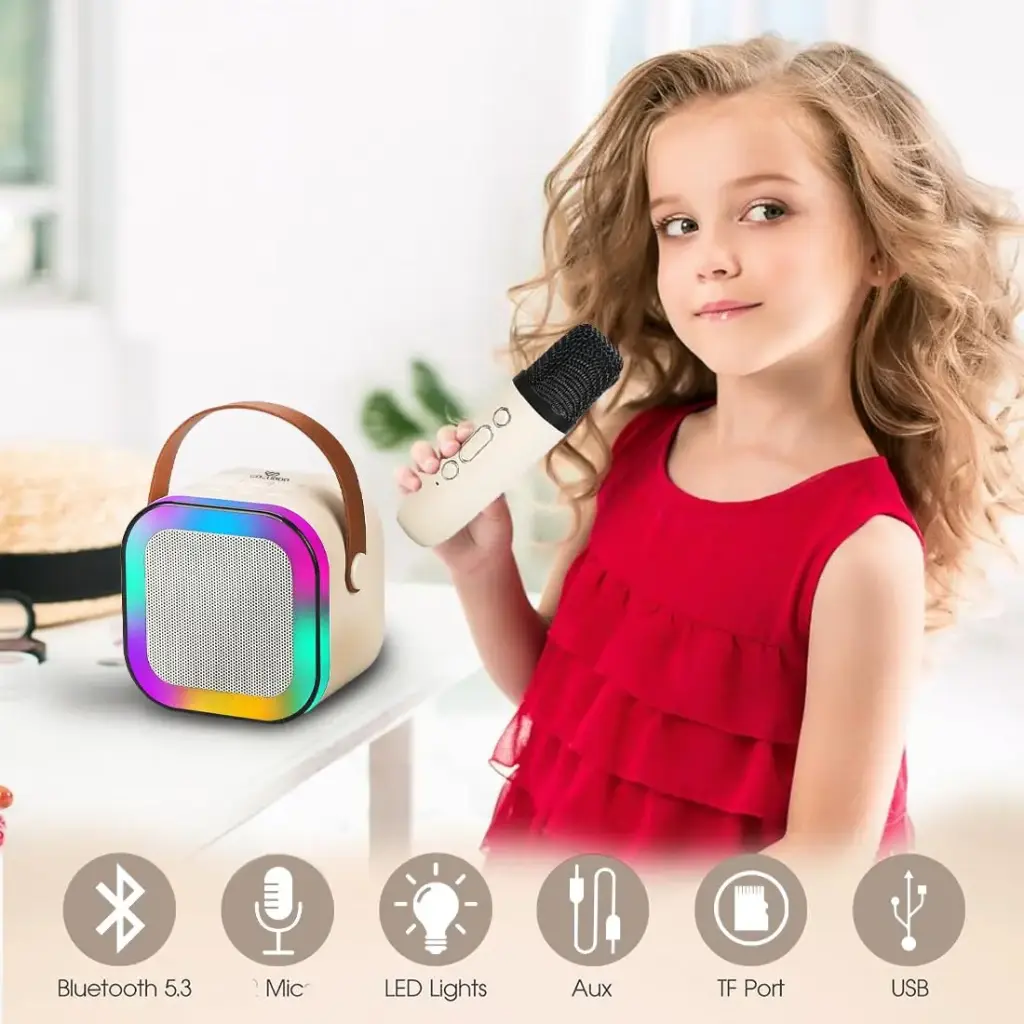Wembley Rechargeable Karaoke Mic with Speaker for Singing _ Wireless Mini Portable Bluetooth Speaker with Microphone & LED Lights _ Cute Birthday Gift for Kids Musical Toys for Boys, Girls and Adults3.webp