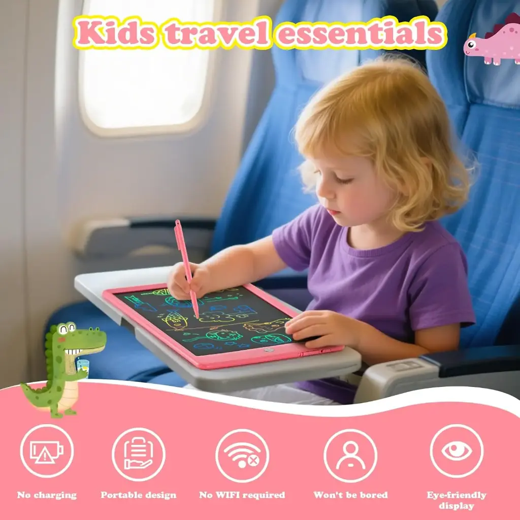EooCoo Doodle Board Toddler,2 Pack 10 Inch LCD Writing Tablet, Drawing Board,Electronic Drawing Tablet Pad for Girls Boy,Educational Learning Travel Games for 3-8 Years Old Kids Birthday-Blue+Pink8.webp