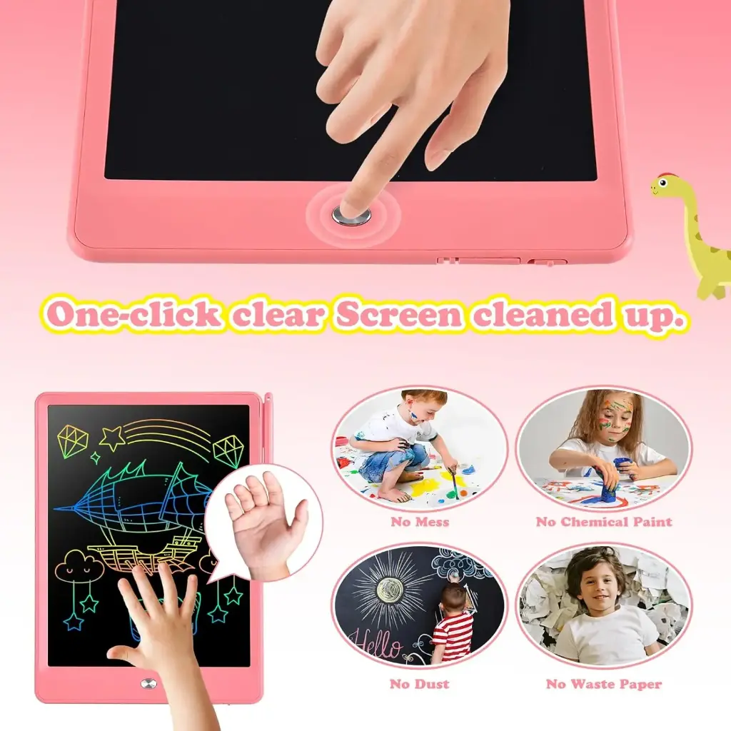 EooCoo Doodle Board Toddler,2 Pack 10 Inch LCD Writing Tablet, Drawing Board,Electronic Drawing Tablet Pad for Girls Boy,Educational Learning Travel Games for 3-8 Years Old Kids Birthday-Blue+Pink4.webp
