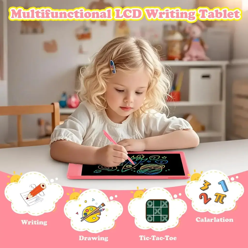 EooCoo Doodle Board Toddler,2 Pack 10 Inch LCD Writing Tablet, Drawing Board,Electronic Drawing Tablet Pad for Girls Boy,Educational Learning Travel Games for 3-8 Years Old Kids Birthday-Blue+Pink1.webp
