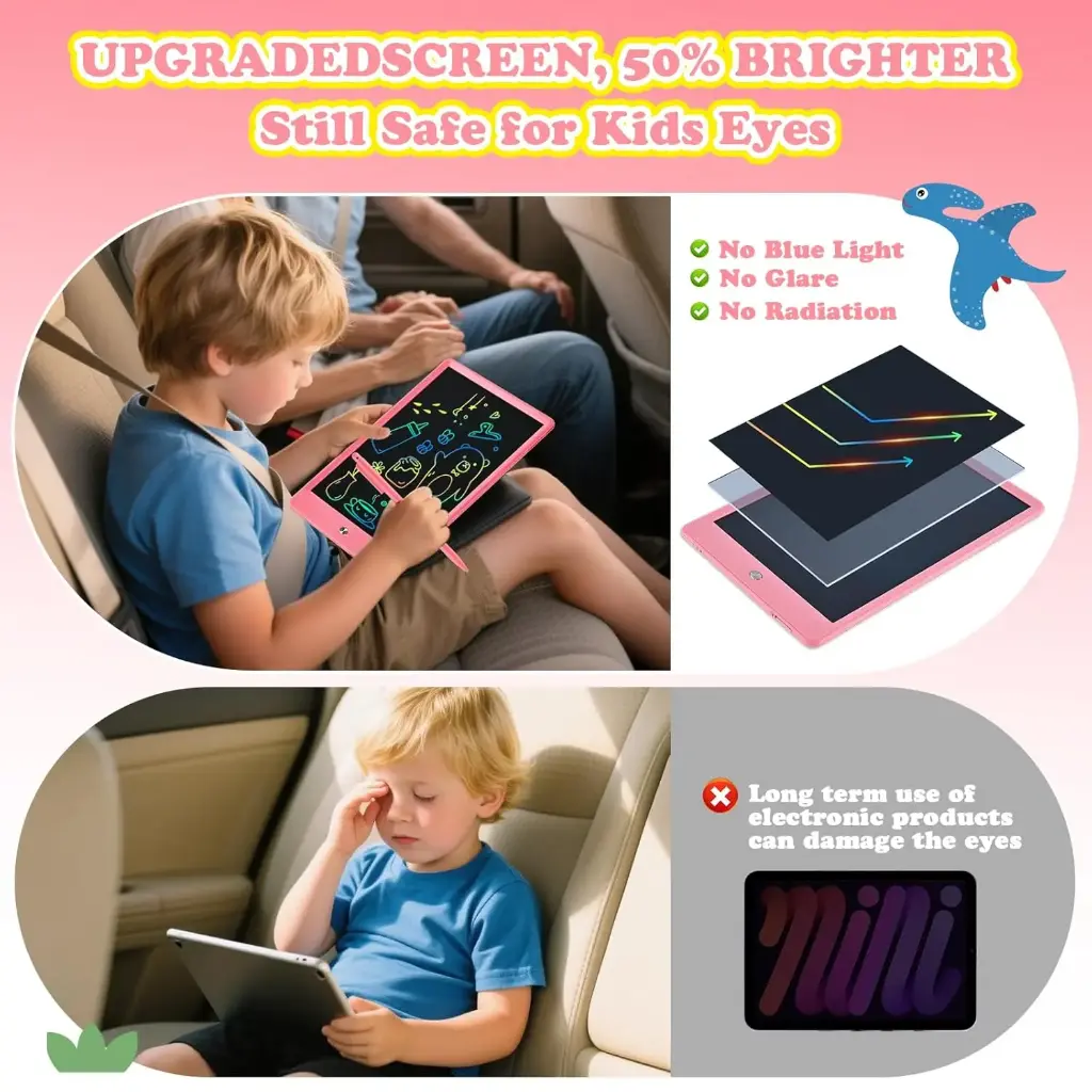 EooCoo Doodle Board Toddler,2 Pack 10 Inch LCD Writing Tablet, Drawing Board,Electronic Drawing Tablet Pad for Girls Boy,Educational Learning Travel Games for 3-8 Years Old Kids Birthday-Blue+Pink5.webp