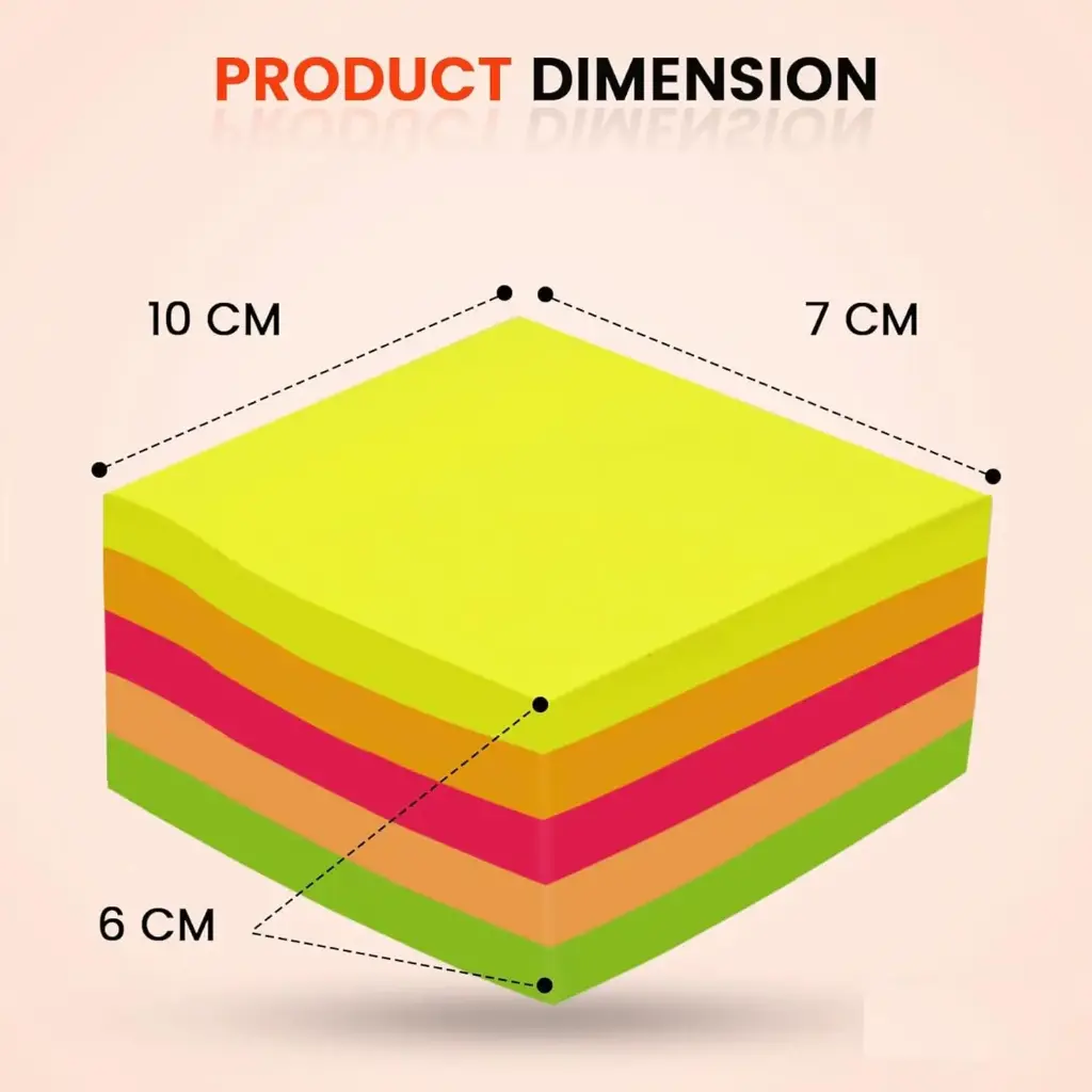 Cubic Multicolour Sticky Notes – 400 Sheets _ 5 Bright Colours (80 Sheets Each) _ Self-Adhesive, Removable & Residue-Free Memo Pads _ Ideal for Notes, Reminders, Planning, Study & Office Use1.webp