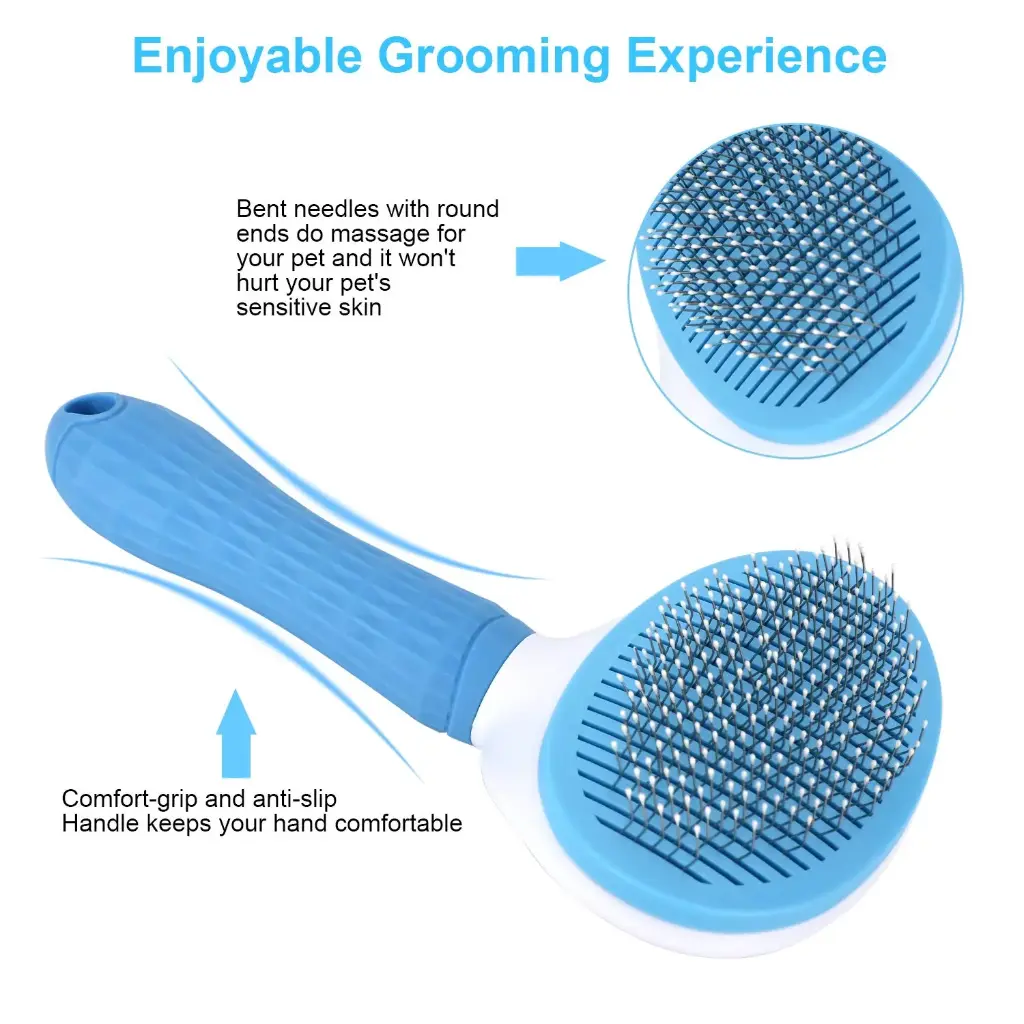 Depets Self Cleaning Slicker Brush, Pet Grooming Shedding Brush for Dogs and Cats - Easy to Remove Loose Undercoat, Pet Massaging Tool Suitable for Pets with Long or Short Hair Color May Vary1.webp