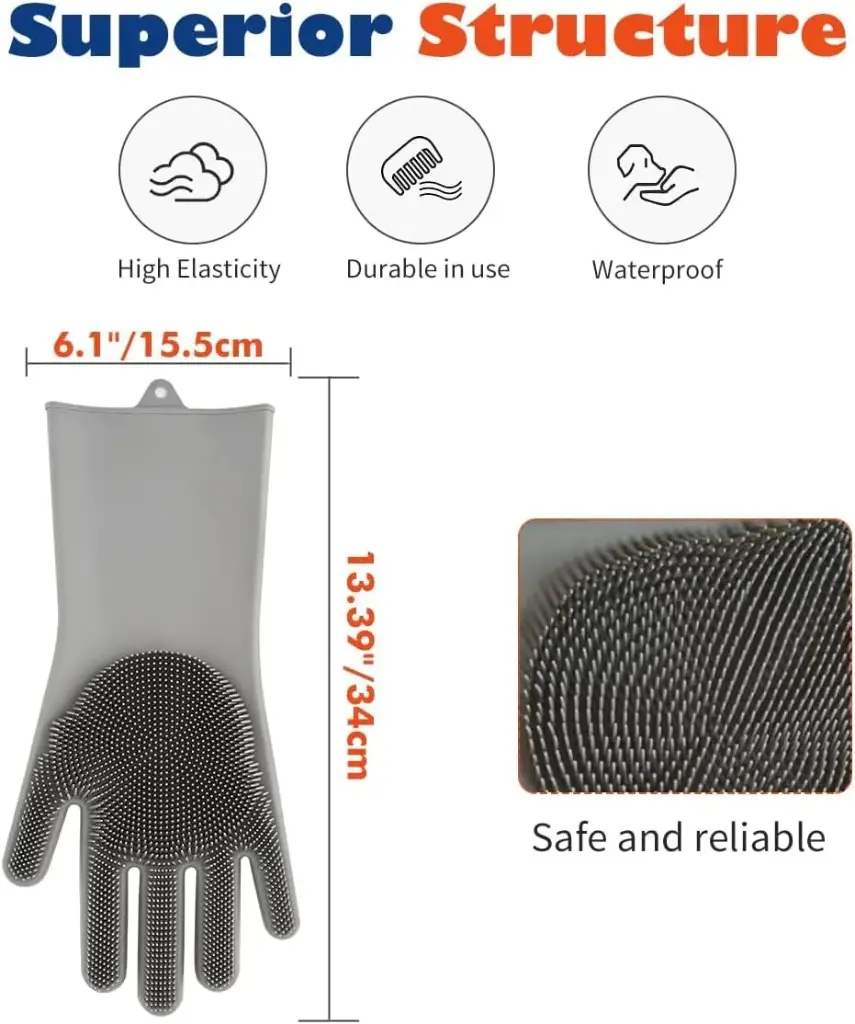Deriz 1 pair of silicon dog bathing hand gloves + Pet Dog Bath Brush Soft Silicone Dog Shampoo Brush, Brush Hair Fur Grooming Cleaning Brush Soft Shampoo Dispenser Multi3.webp