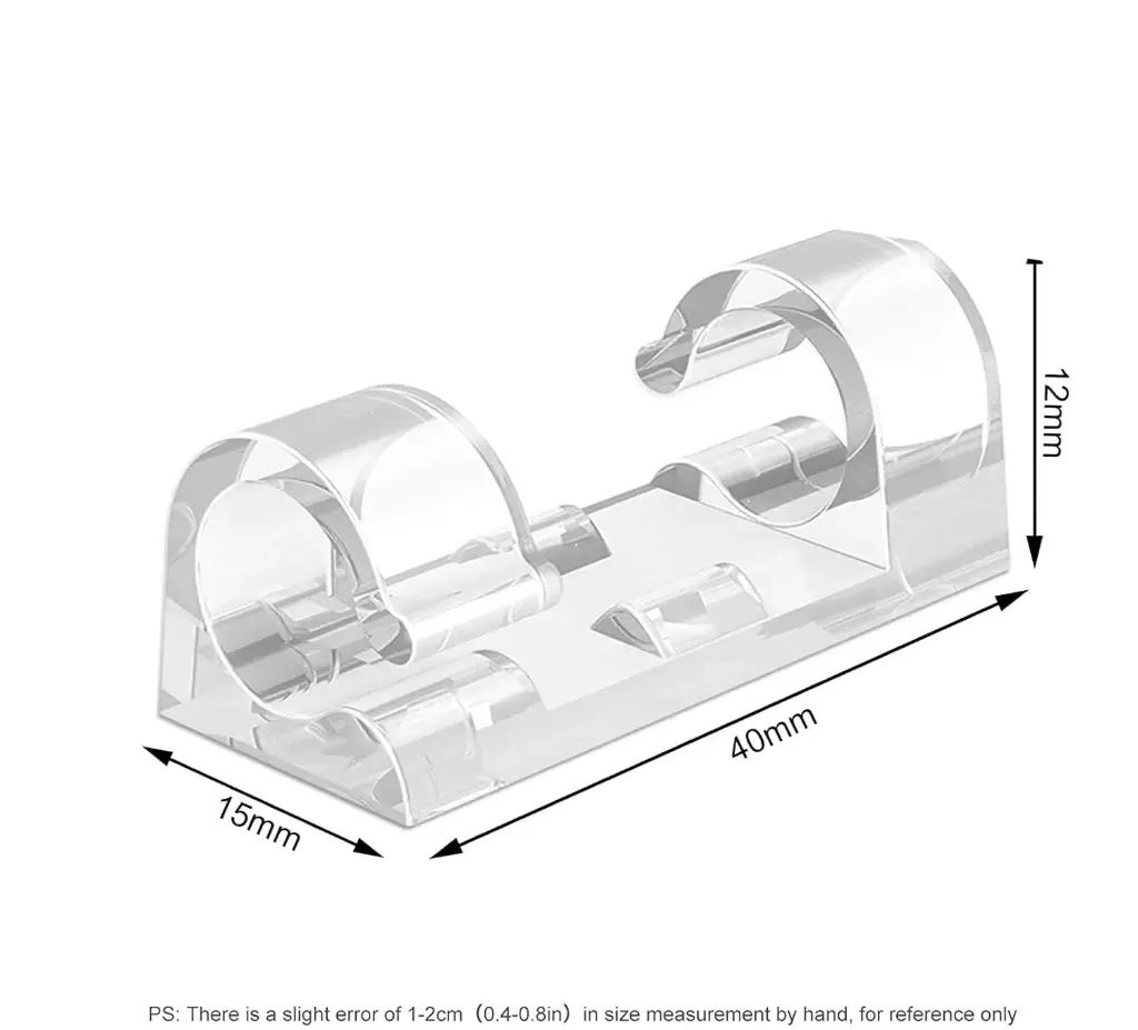 INOVERA (LABEL) 20 Pieces Wire Organizer Cable Management Clip Desktop Cord Hook with 3M Adhesive Foam (Transparent)1.webp