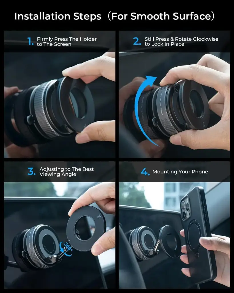 Yootech 360° Vaccum Magnetic Phones Holder, Magnetic Car Phone Mount, Hands-Free Suction Cup Phones Holder for Car_Gym_Mirror_Shower, Car Mount Compatible with All Mobile (Extended)1.webp