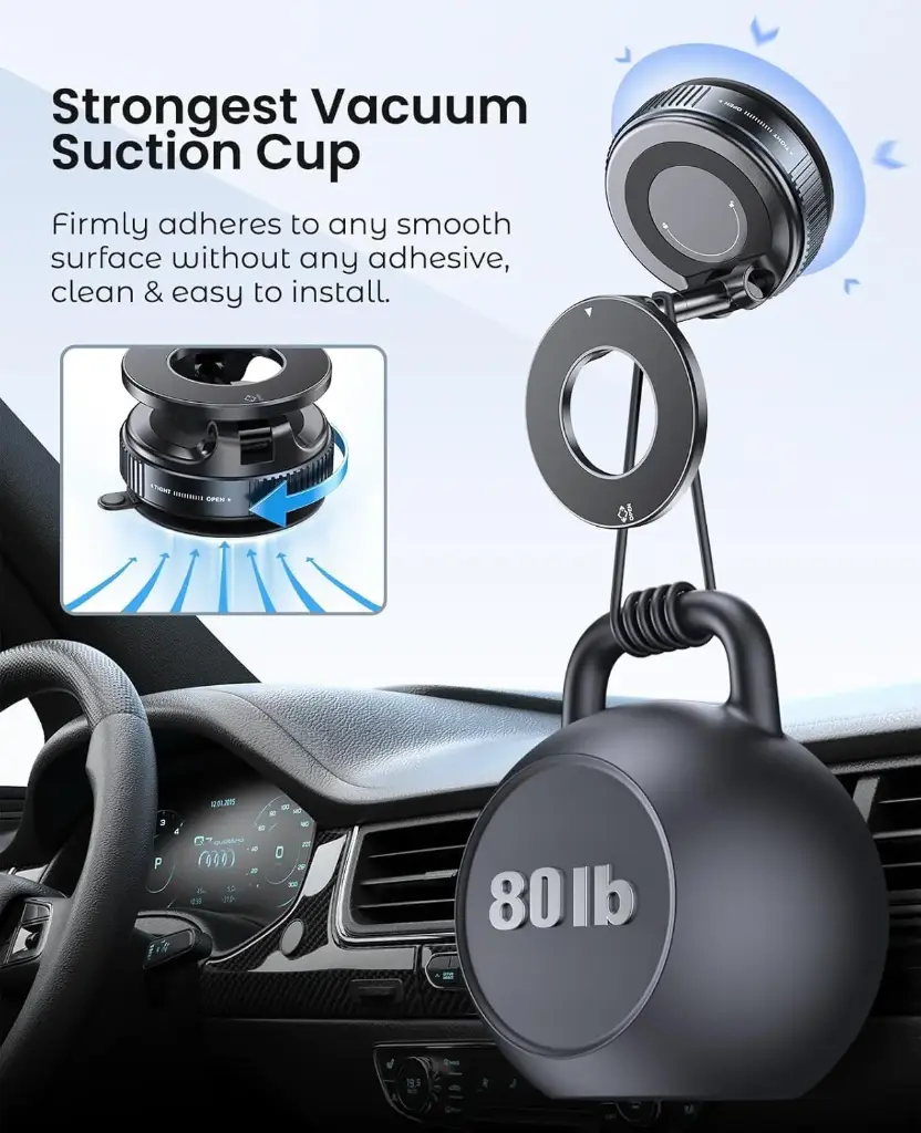 Yootech 360° Vaccum Magnetic Phones Holder, Magnetic Car Phone Mount, Hands-Free Suction Cup Phones Holder for Car_Gym_Mirror_Shower, Car Mount Compatible with All Mobile (Extended)7.webp
