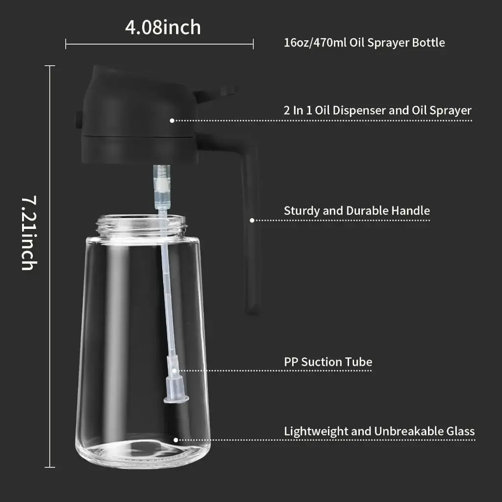 Vasukie 2-in-1 Olive Oil Sprayer and Dispenser Bottle for Kitchen _ 500ml Glass Oil Bottle with Premium Nozzle _ Cooking Oil Sprayer for Healthy Cooking and Salad Making (2 in 1 Oil Bottle)2.webp