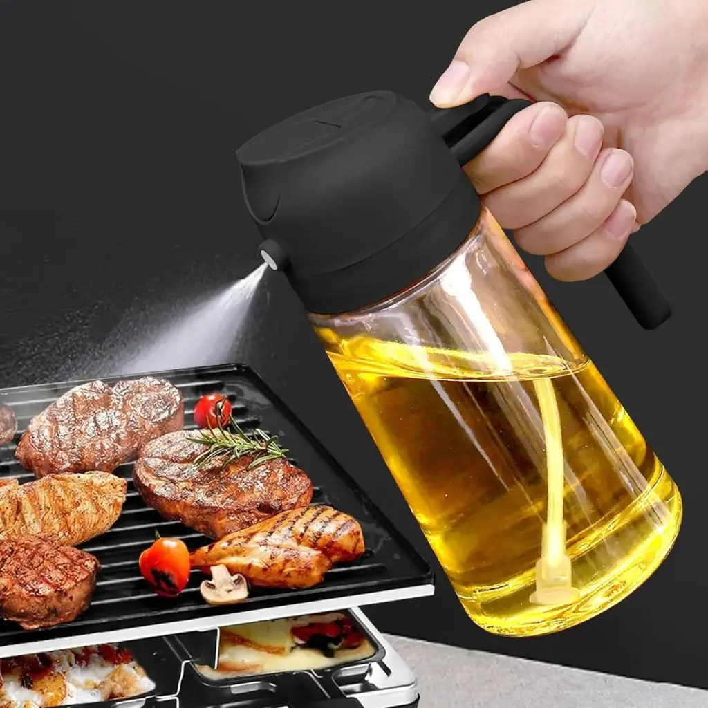 Vasukie 2-in-1 Olive Oil Sprayer and Dispenser Bottle for Kitchen _ 500ml Glass Oil Bottle with Premium Nozzle _ Cooking Oil Sprayer for Healthy Cooking and Salad Making (2 in 1 Oil Bottle)1.webp