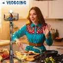 Kratos K14 Selfie Stick Tripod, 100CM Length with Light, 3 in 1 Multifunctional Design, Rechargable LED Light with Two Brighness Levels for Make up, Selfie & Photo Shoot with Bluetooth Remote6.webp