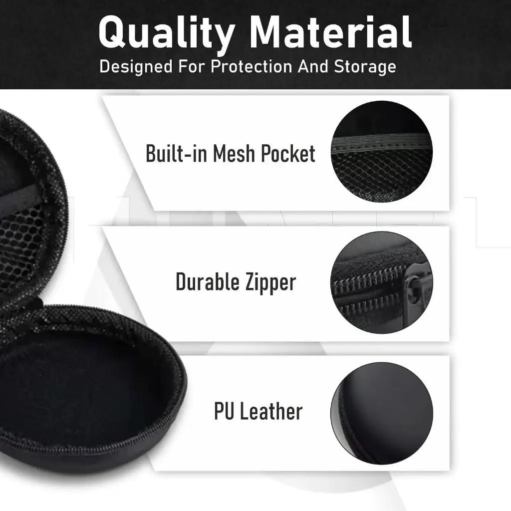 HUMBLE Earphone Headphone Carrying Case Pouch Cover for Earphones _ Compact Storage for Earphones, Headsets, Pen Drives, SD Cards, Charging Cables _ Black (Pack of 1)3.webp