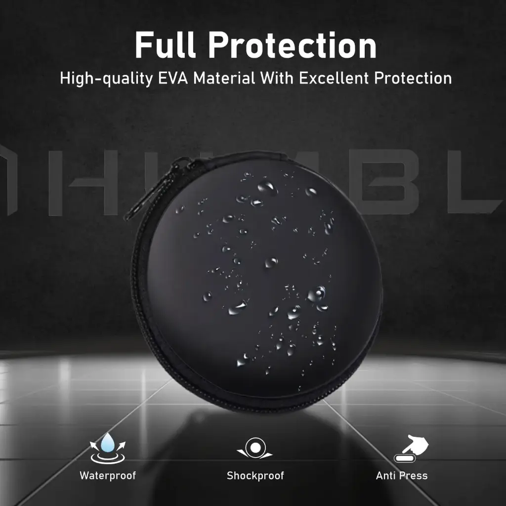 HUMBLE Earphone Headphone Carrying Case Pouch Cover for Earphones _ Compact Storage for Earphones, Headsets, Pen Drives, SD Cards, Charging Cables _ Black (Pack of 1)1.webp