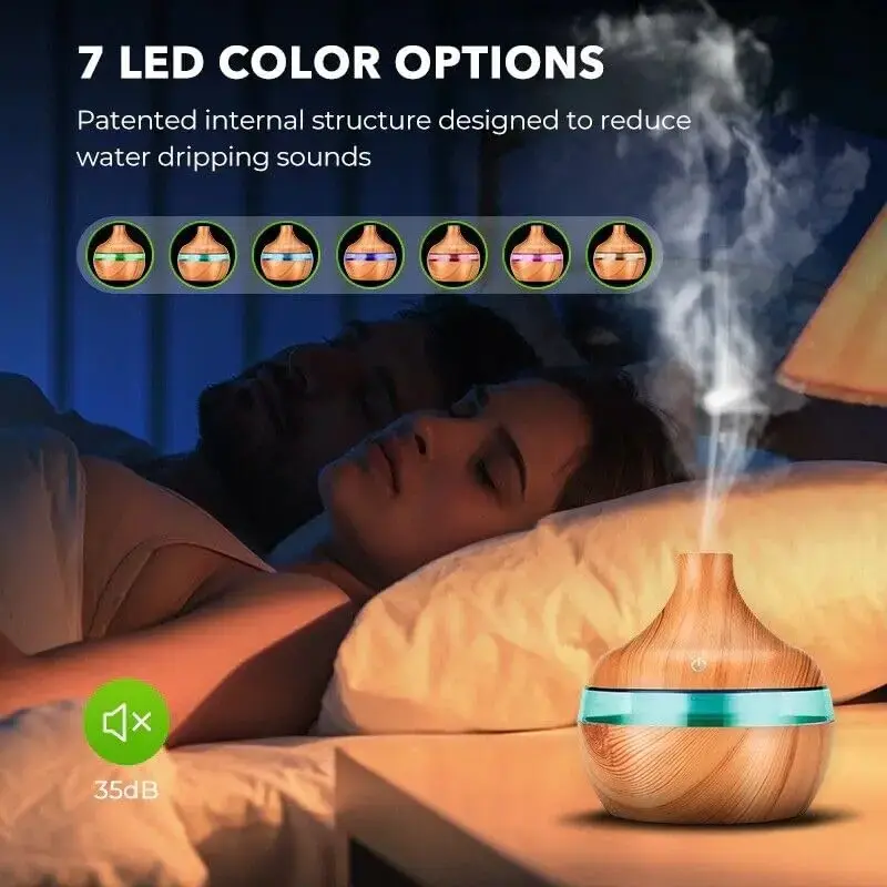 Pure Aroma Wooden Finish Humidifier & Essential Oil Diffuser _ Ultrasonic Cool Mist _ LED Night Light _ Aroma Diffuser for Home, Office, Bedroom & Yoga _ Air Freshener3.webp