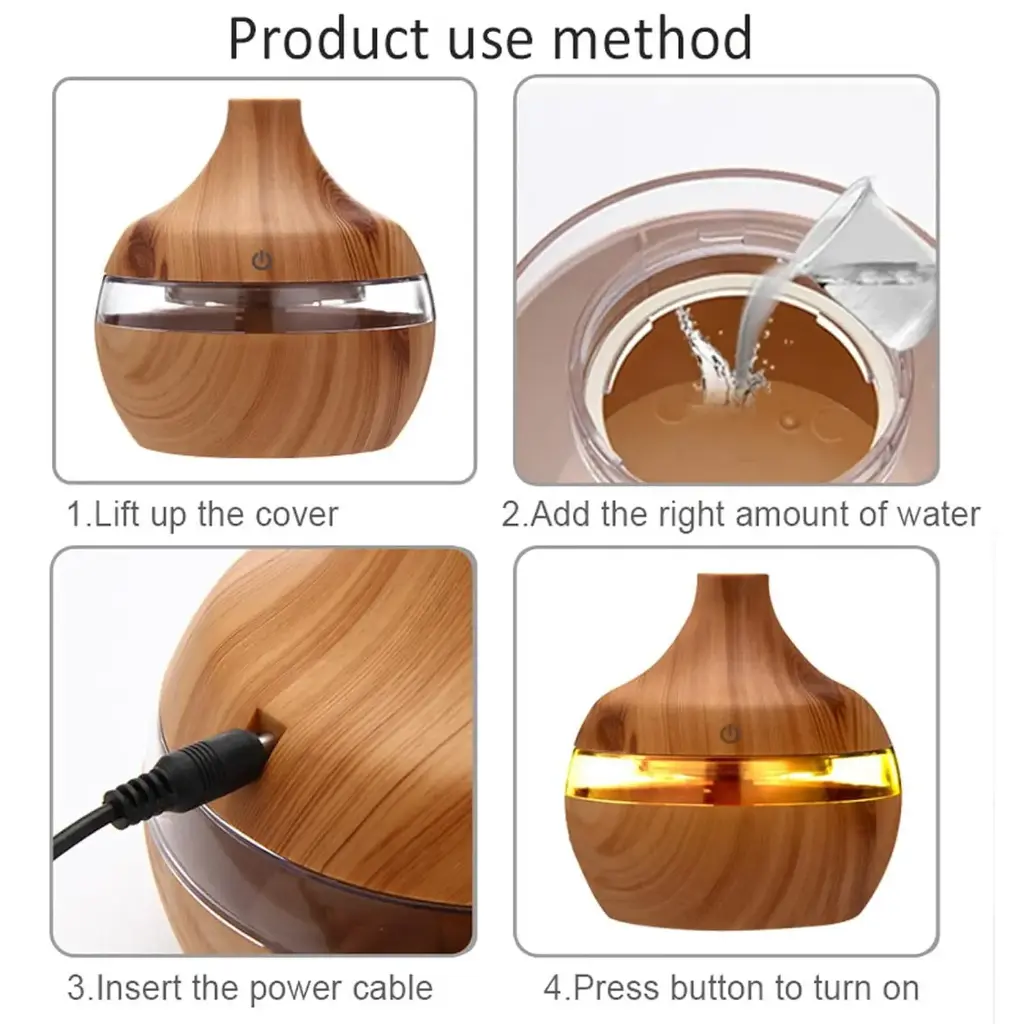 Pure Aroma Wooden Finish Humidifier & Essential Oil Diffuser _ Ultrasonic Cool Mist _ LED Night Light _ Aroma Diffuser for Home, Office, Bedroom & Yoga _ Air Freshener2.webp