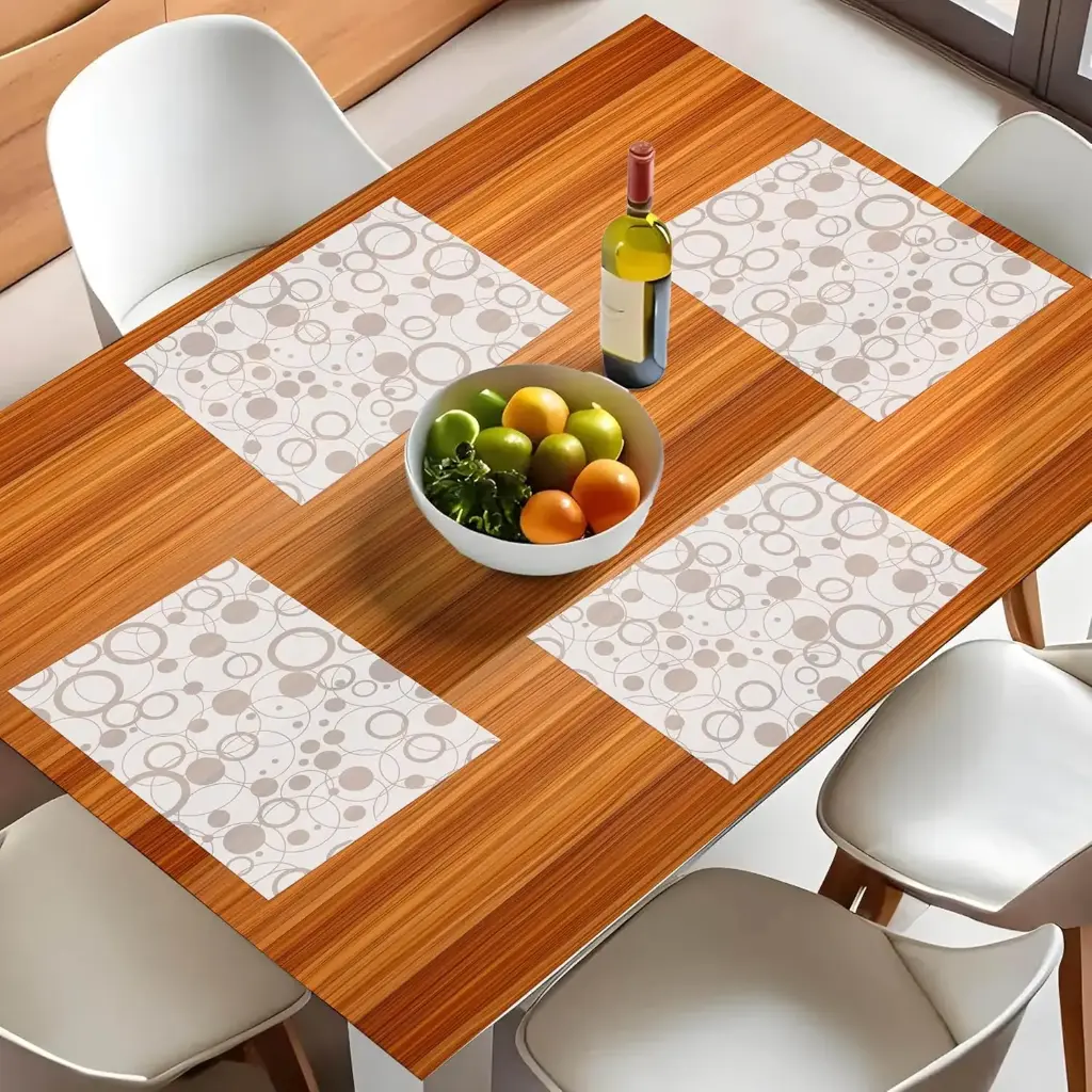 Kuber Industries Multipurpose Refrigerator Drawer Mat_Circle Design & Water Proof PVC Material_Size-48 cm x 33 cm,Pack of 6 (White), Polyvinyl Chloride1.webp