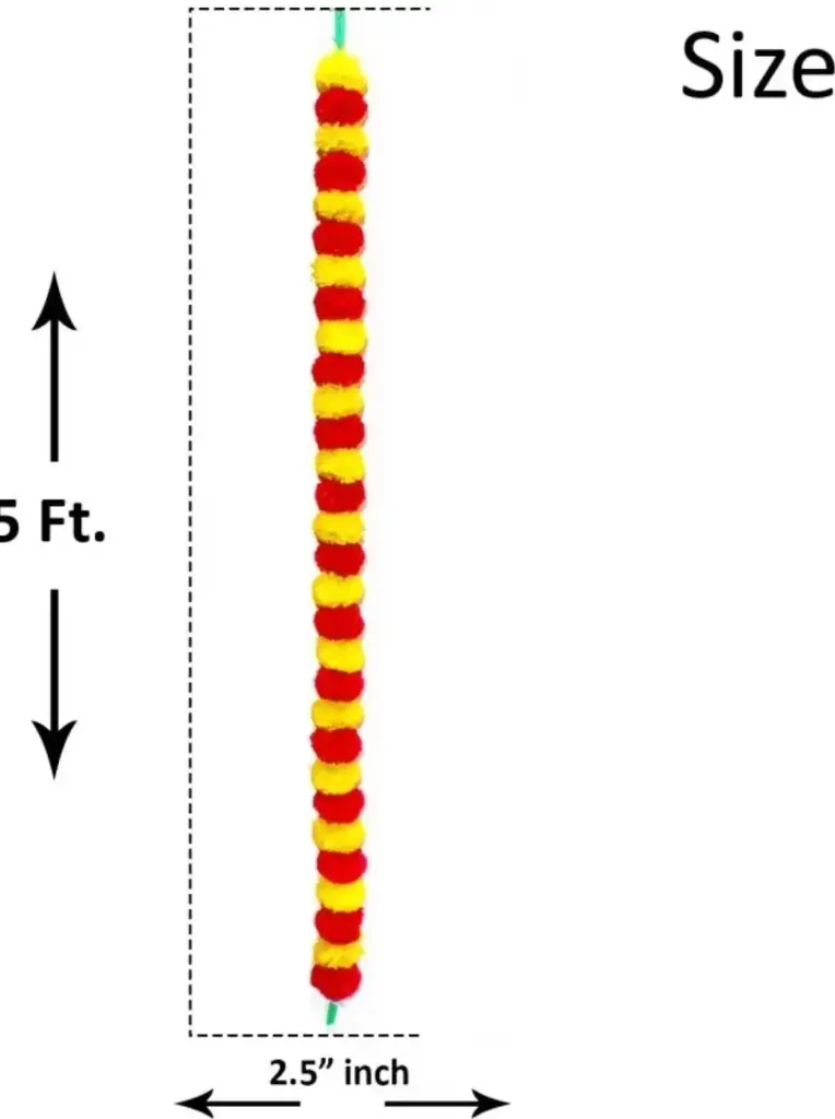 OUTRANK Artificial flowers Home Decoration Diwali puja Temple Multicolor Marigold Artificial Flower (60 cm, Pack of 5, Garlands)-3.webp.jpg