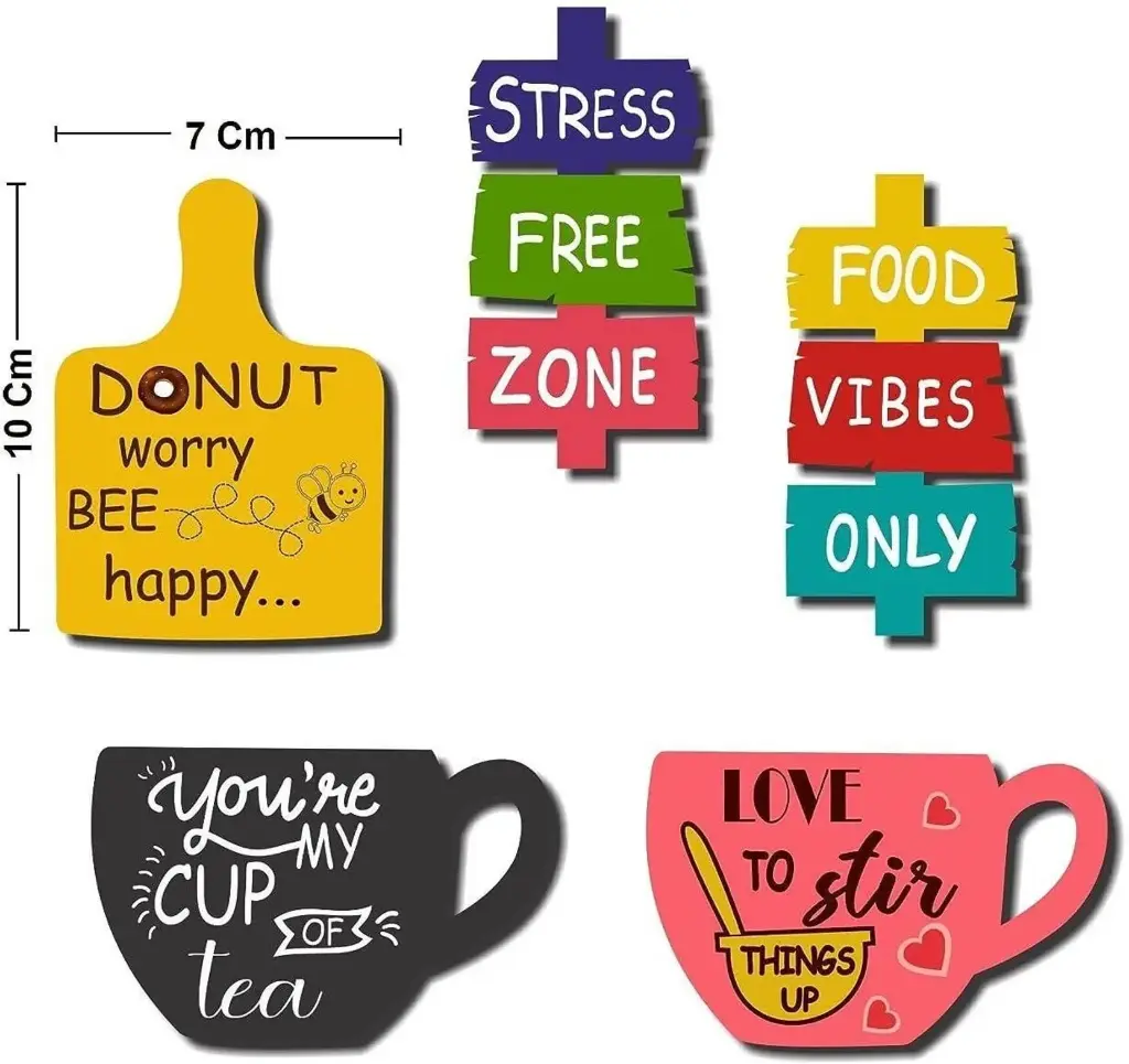 CW Crafts World MDF Wooden Tea Food Quotes Funny & Intellectual Fridge Magnets - Set of 5 Fridge Magnet Pack of 5  (Multicolor)-1.webp.jpg