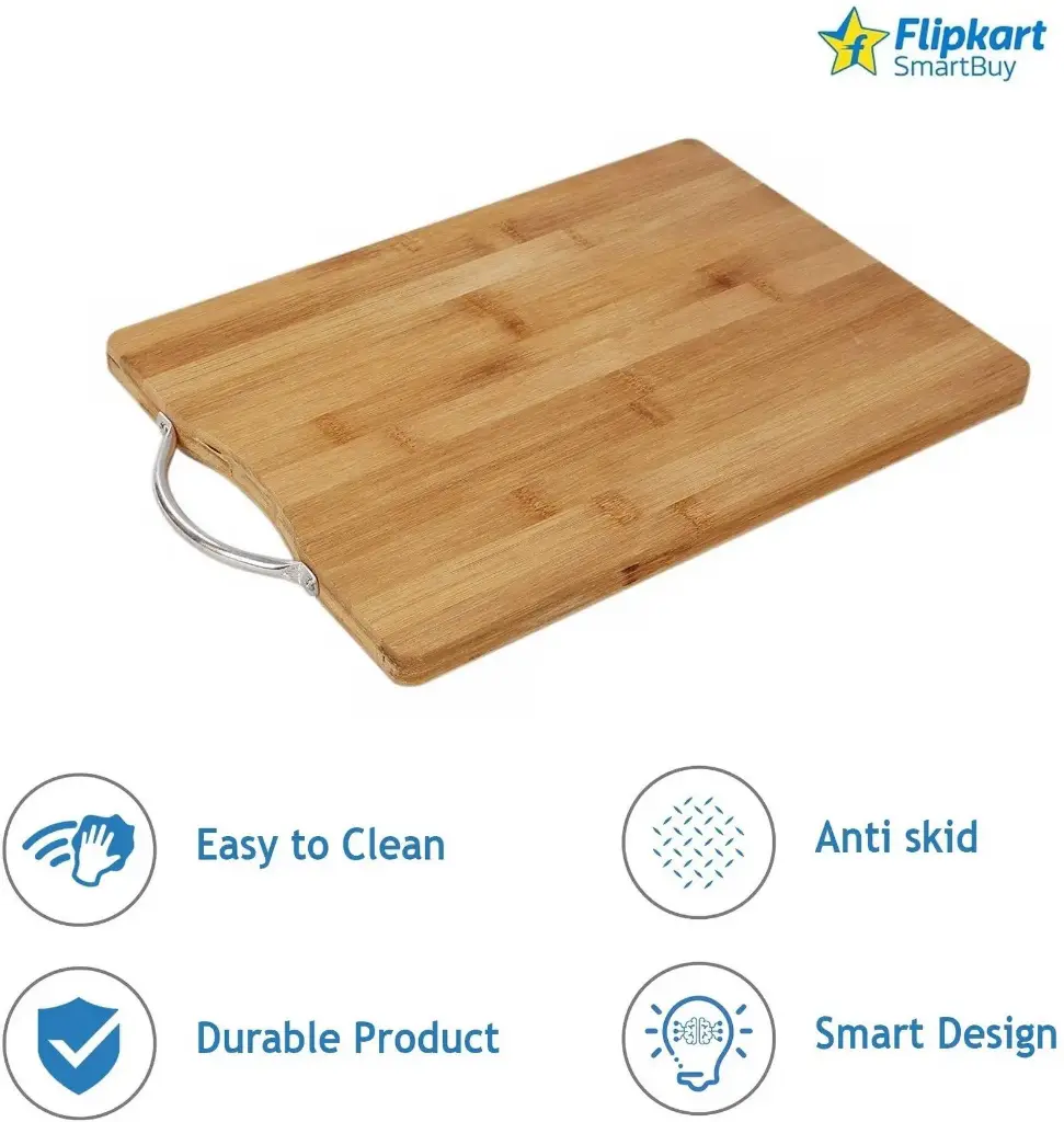 Flipkart SmartBuy (33_23) Thick Wooden Bamboo Kitchen Chopping Cutting Slicing Board with Holder for Fruits Vegetables Meat Wooden Cutting Board  (Brown Pack of 1 Dishwasher Safe)-1.webp.jpg
