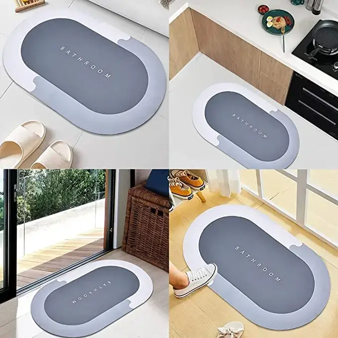 Kintota Rubber Bathroom, Oval Door Mat, Floor, Bath Mat, Carpet _ Non Slip Mat for Bathroom Cushion, Super Absorbent Soft Carpet, Quick Dry Dirt Barrier for Home, Office, (40X60Cm), Multicolour1.webp