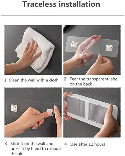 K.B. SALES Plastic Innovative No-Drilling Wall Mounted Soap Box With Lid-Double Grids Soap Draining Rack For Bathroom,Toilet,Laundry-Creative Soap Holder With Drain Tray,Self-Adhesive Design (White)6.webp