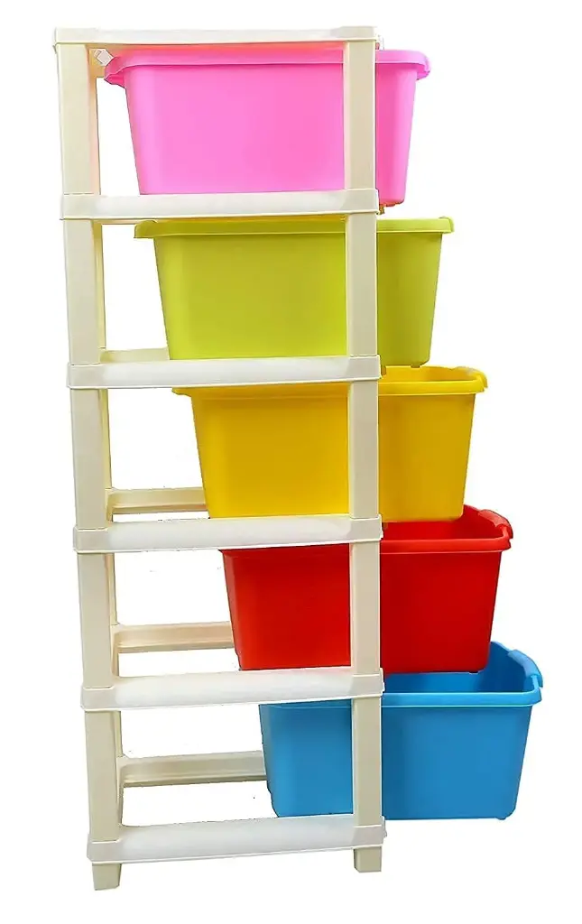 GROZNOL 5XL Plastic Modular Drawer System for Home, Office, Hospital, Parlor, School, Doctors, Home and Kids, Product Dimension When assembeled (27cmx32cmx85 cm) (5 XL) (MultiColour)4.webp