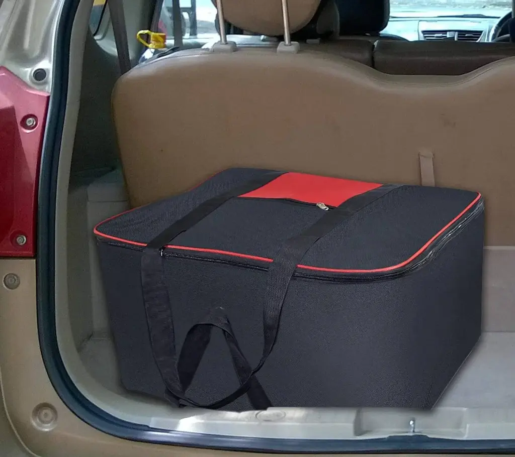 IMCREATIONS Premium Quality Nylon Wardrobe Bag, Underbed Cloth Storage Organizer with Zippered Closure & Handles (Pack of 3) (Red, Black)-1.webp.jpg