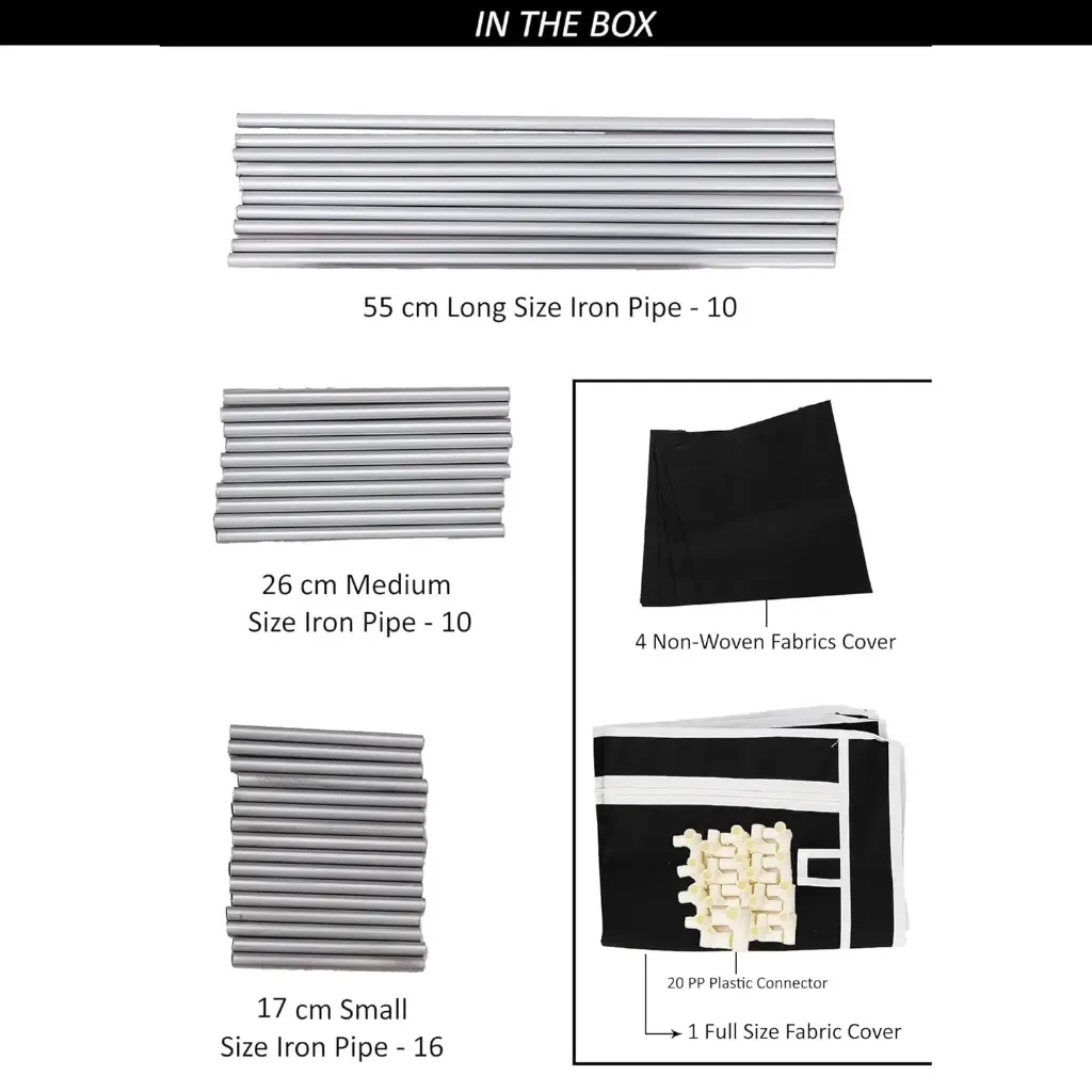 Ebee 4 Shelves Collapsible Metal Shoe Rack (Black)3.webp