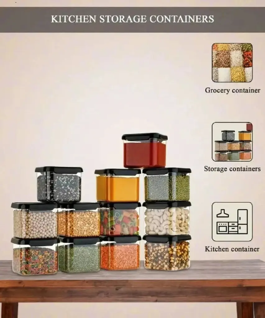 SARAZA Plastic Grocery Container  - 550 ml  (Pack of 12, Black)-2.webp.jpg