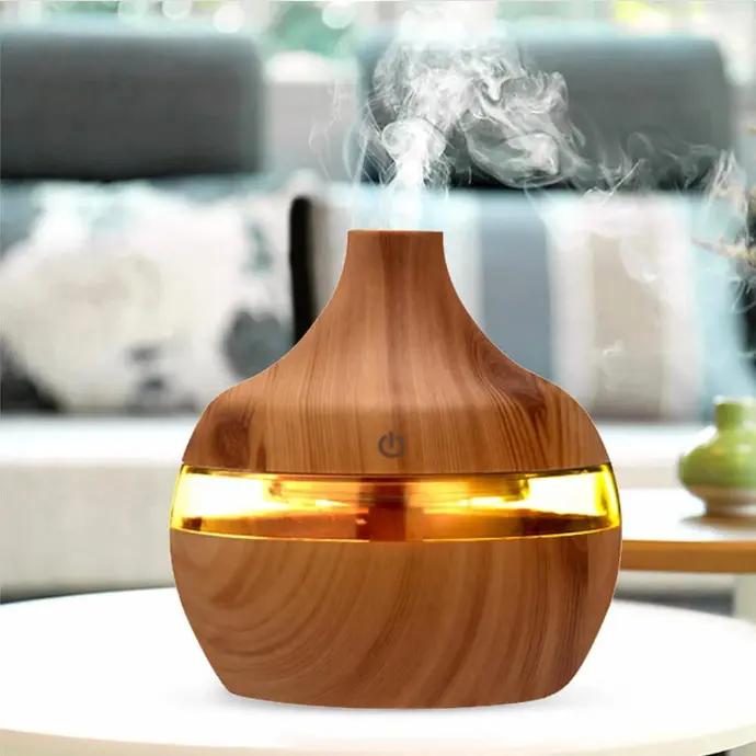 Wooden Ultrasonic Humidifier & Aroma Diffuser with LED Night Light – Home, Office & Yoga