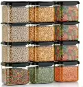 Air-Tight BPA-Free Plastic Grocery Container - 550 ml  (Pack of 12, Black)