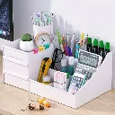 8 Compartments Stationary Organisers for Office Desk & Pen Holder for Study Table | White