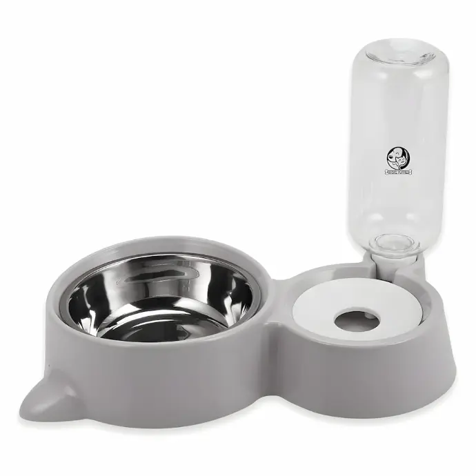 2-in-1 Pet Feeding Bowl with Water Dispenser | Stainless Steel Food Bowl for Puppies & Cats
