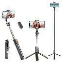 3-in-1 Selfie Stick Tripod with LED Light – 100cm, Rechargeable, Dual Brightness for Makeup, Selfies & Photos with Bluetooth Remote