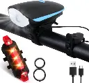 2-in-1 Rechargeable Bicycle Light & Horn with LED Front and Rear Tail Lights – Bike Light Combo