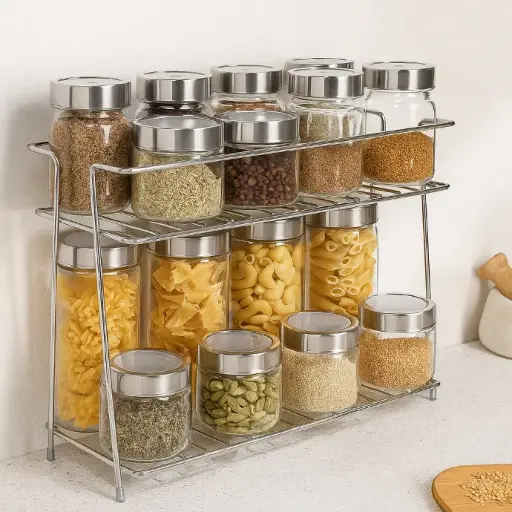 Tabletop Spice Steel Rack for Spices and Masala Rack 2 -Tiered Shelf