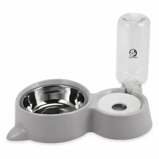 [BOWL001] 2-in-1 Pet Feeding Bowl with Water Dispenser | Stainless Steel Food Bowl for Puppies & Cats