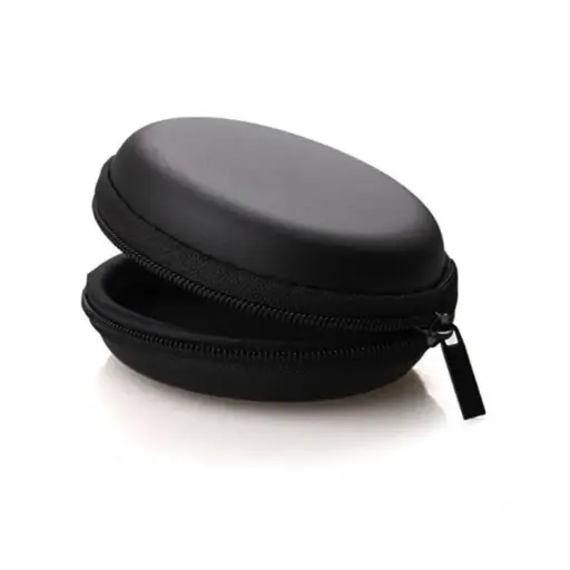 [CASE001] Compact Headphone & Accessories Carrying Case – Storage for Earphones, Headsets, Cables, SD Cards, and More (Black)